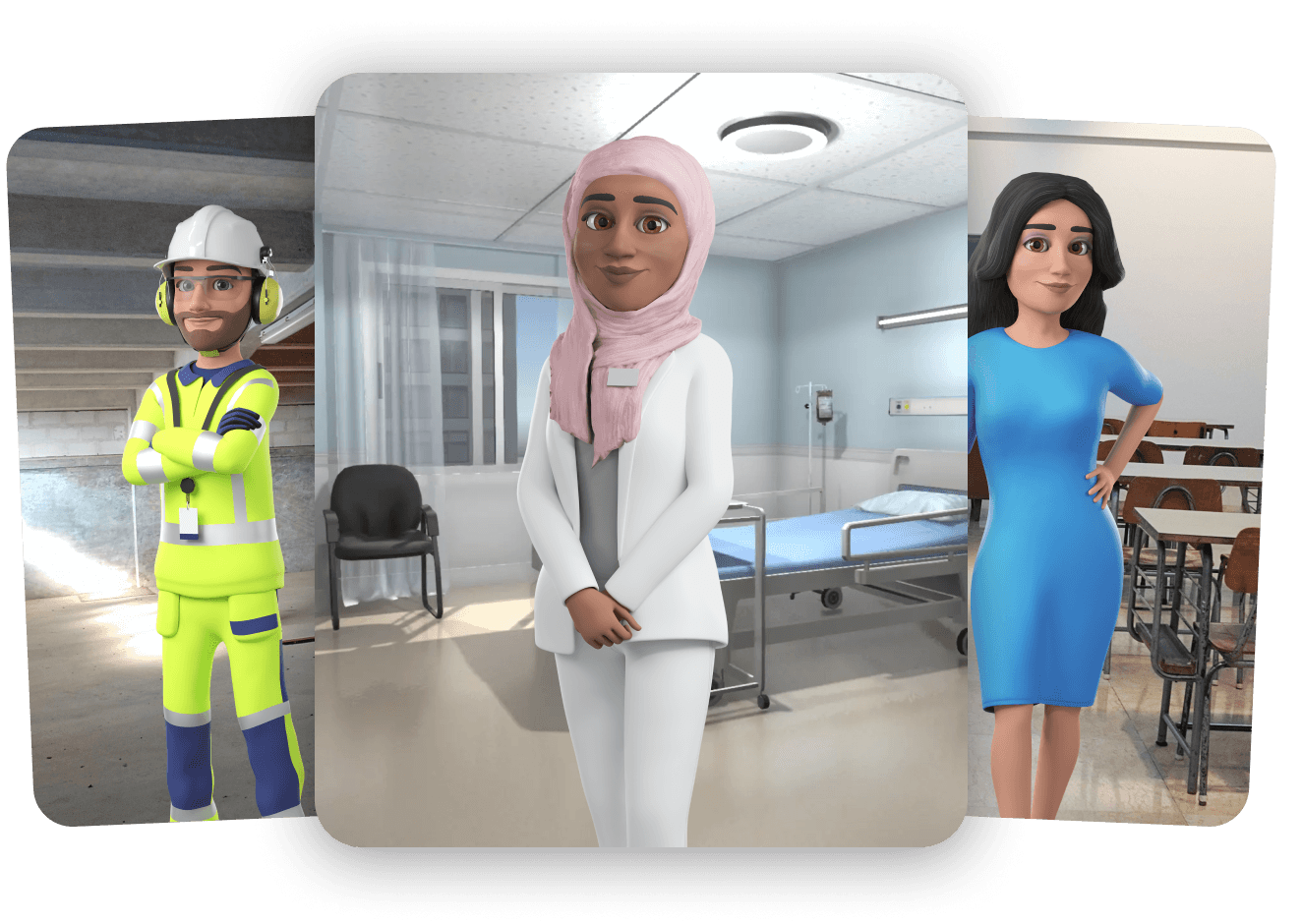 We Are character options such as a construction worker, a doctor or an instructor to choose from for scene visual